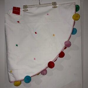 NWT White Tree Skirt with Colorful PomPom Accents